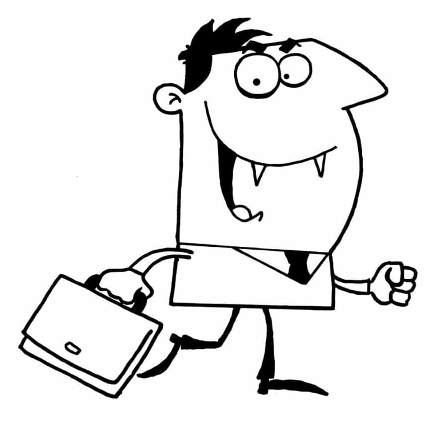 Coloriage Monsieur Aux Dents En Crocs Au Travail - Vampire à imprimer